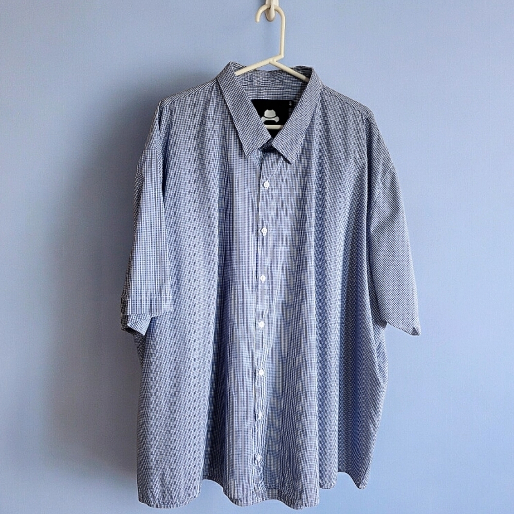Winston Shirt Men's 4X Blue Gingham Plaid Checkered Big & Tall Preppy Polo Top